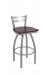 Holland's Jackie Stainless Steel Swivel Bar Stool with Low Back and Dark Cherry Maple Wood Seat