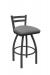 Holland's Jackie Swivel Stool with Low Back in Pewter and Canter Folkstone Grey Seat Cushion