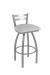 Holland's Jackie Stainless Steel Swivel Bar Stool with Low Back and Graph Alpine White Seat Cushion