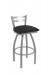 Holland's Jackie Stainless Steel Swivel Bar Stool with Low Back and Black Vinyl Seat Cushion