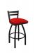 Holland's Jackie Swivel Stool with Low Back in Black Wrinkle and Canter Red Seat Cushion