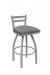 Holland's Jackie Swivel Stool with Low Back in Anodized Nickel and Graph Alpine Gray Seat Cushion