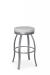 Amisco's Swan Backless Swivel Silver Metal Bar Stool with Elegant Legs and Thick Round Seat Cushion