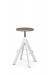 Amisco's Uplift Backless Industrial White Bar Stool with Natural Wood Round Seat