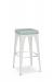 Amisco's Upright Modern Tabouret White Backless Stool with Green Seat Cushion