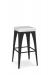Amisco's Upright Modern Tabouret Backless Bar Stool in Black with White Seat