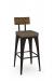 Amisco's Upright Industrial Rustic Black Bar Stool with Wood Back