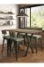Amisco's Architect Double Barstool Bench with Pub Table and Two Stools in Industrial Dining Room