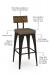 Soft seat cushion is available in fabric or vinyl, wood back comes in a variety of stains, and the metal is welded at the joints for support. This bar stool is custom made for you!