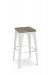 Amisco's Upright Modern Metal Backless Bar Stool with Natural Wood Seat