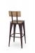 Amisco's Upright Industrial Bar Stool in Brown Metal and Wood Back - Back View