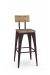 Amisco's Upright Industrial Bar Stool in Brown Metal and Wood Back