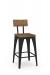Amisco's Upright Black Industrial Bar Stool with Wood Back