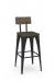 Amisco's Upright Black Bar stool with Wood Back and Tabouret Legs