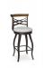 Amisco's Whisky Transitional Metal Swivel Bar Stool with Cross Back Design in Brown