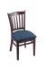 Holland's 3120 Dark Cherry Wood Dining Chair in Rein Bay Blue Seat Cushion