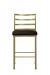 Wesley Allen's Benton Modern Gold Bar Stool with Ladder Back and Black Seat Vinyl - Front View