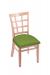 Holland's 3130 Hampton Natural Wood Dining Chair in Canter Kiwi Green Seat Cushion