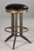 Bolton Backless Swivel Bar Stool by Wesley Allen shown in Textured Copper Moss metal finish and Cantina Black bonded leather