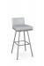 Amisco's Linea Silver Swivel Bar Stool with Light Blue Seat and Back Cushion - Low Back