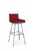 Amisco's Linea Silver Swivel Bar Stool with Red Seat and Back Fabric