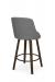 Amisco's Diaz Wood Swivel Upholstered Bar Stool with Back in Brown and Gray - View of Back