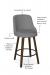 Soft seat and back cushion is available in fabric or vinyl, base is made of wood, and the metal is welded at the joints for support. This bar stool is custom made for you!