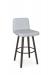 Amisco's Visconti Gray Wood Swivel Bar Stool with Blue Seat and Back Fabric