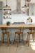 Amisco's Esteban Wood Metal Bar Stools with Low Back in Modern Kitchen