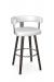 Amisco's Fletcher Wood Upholstered Brown and White Swivel Bar Stool with Low Curved Back