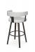 Amisco's Fletcher Modern Wood Upholstered Swivel Bar Stool with Curved Back in White and Brown - View of Back