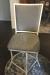 Wesley Allen's Upholstered Swivel Bar Stool with Back in Gray Cushion and Ivory Metal Frame