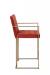 Wesley Allen's Marzan Modern Gold and Red Barstool Sled Base with Arms - Side View