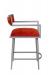 Wesley Allen's Zara Mid-Century Modern Bar Stool with Arms in Silver Metal and Red Seat/Back Cushion - Side View
