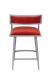 Wesley Allen's Zara Mid-Century Modern Bar Stool with Arms in Silver Metal and Red Seat/Back Cushion - Back View