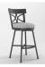 Wesley Allen's Sausalito Black Metal Bar Stool with Low X Back and Gray Round Seat Cushion