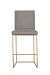 Fairfield's Ian Modern Gold/Bright Brass Bar Stool with Sled Base and Seat/Back Cushion in Tan - Front View