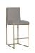 Fairfield's Ian Modern Gold/Bright Brass Bar Stool with Sled Base and Seat/Back Cushion in Tan
