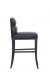 Fairfield's Magnolia Transitional Black Wood Bar Stool with Navy Blue Seat Back Cushion and Nailhead Trim - Side View