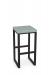 Amisco's Aaron Backless Modern Square Bar Stool in Black Metal and Blue Seat Fabric