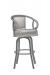 Lisa Furniture's #2015 Upholstered Transitional Swivel Barstool with Arms in Gray