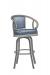 Lisa Furniture's #2015 Upholstered Transitional Swivel Barstool with Arms in Gray and Blue