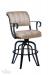 Lisa Furniture's Coco #2535 Tilt Swivel Bar Stool with Arms in Black metal and Brown seat and back cushion