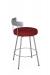 Amisco's Costa Silver Swivel Bar Stool with Low Back and Red Seat Fabric