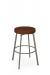 Amisco's Skyla Taupe Swivel Backless Bar Stool with Red Seat Cushion