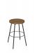 Amisco's Modern Black Backless Bar Stool with Wood Seat