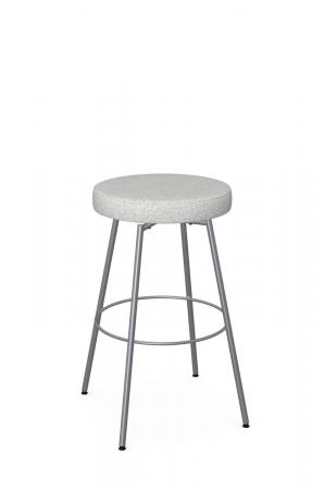 Amisco's Costa Backless Silver Swivel Bar Stool with Round Seat