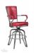 #2545 Tilt Swivel Bar Stool with Padded Arms in Red Vinyl and Metallic Metal Finish