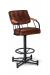 Lisa Furniture's #377 Upholstered Swivel Bar Stool with Pedestal Base with Arms and Black Metal Frame Finish