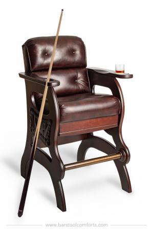 Darafeev's Mann Sports Theater Bar Chair with Arms and Upholstered Back and Seat with Billiard Cue Holders